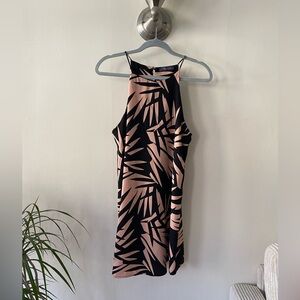 Black and Peach Patterned Halter Dress Size Large
